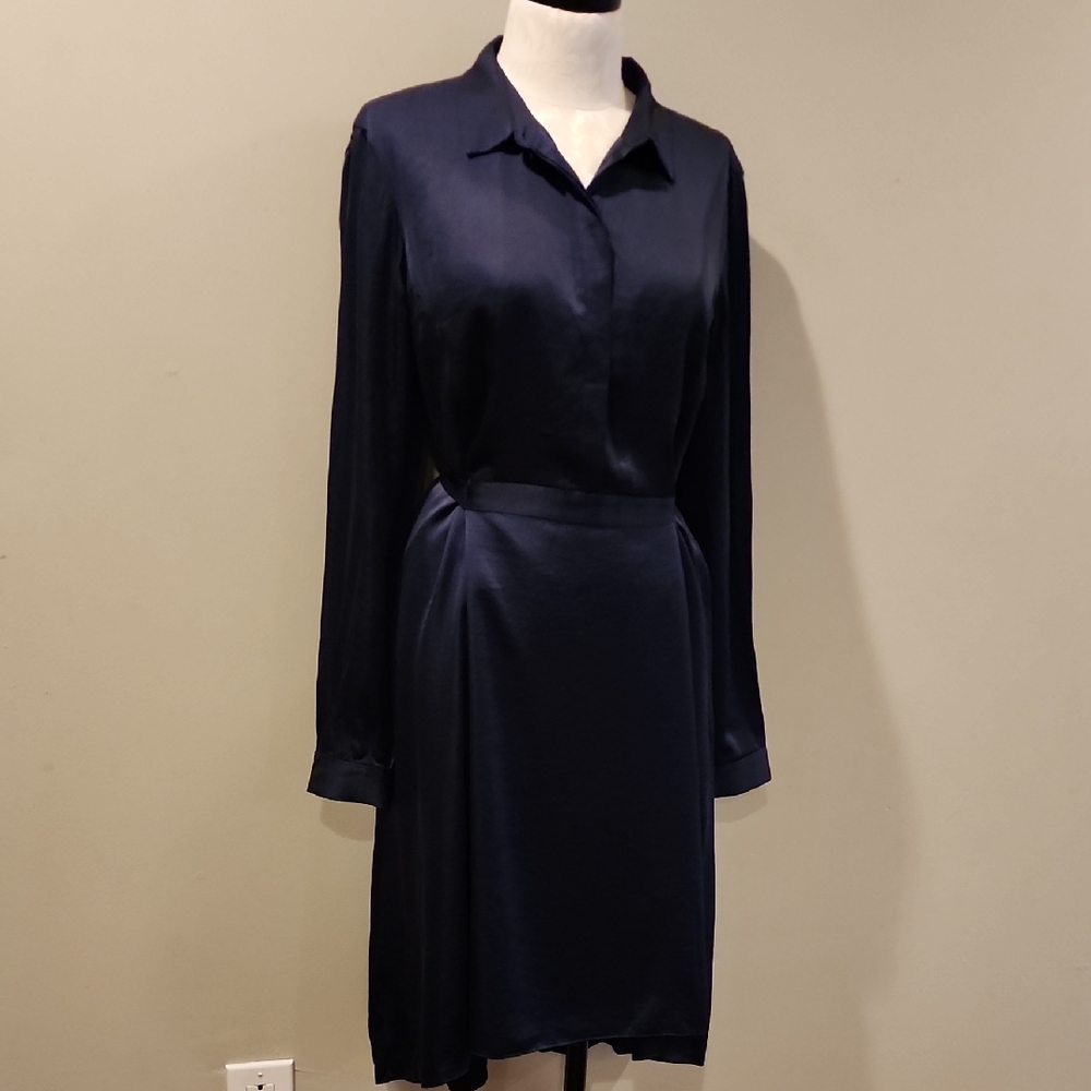 Armani Exchange Elegant Navy Long Sleeve Dress